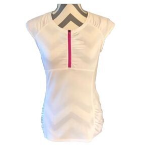Athleta SMALL White Top With Zipper Pocket